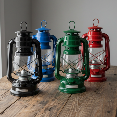 21st Century Hurricane Lantern 10" Assorted & Crown Lamp Oil Emergency Camping Bundle