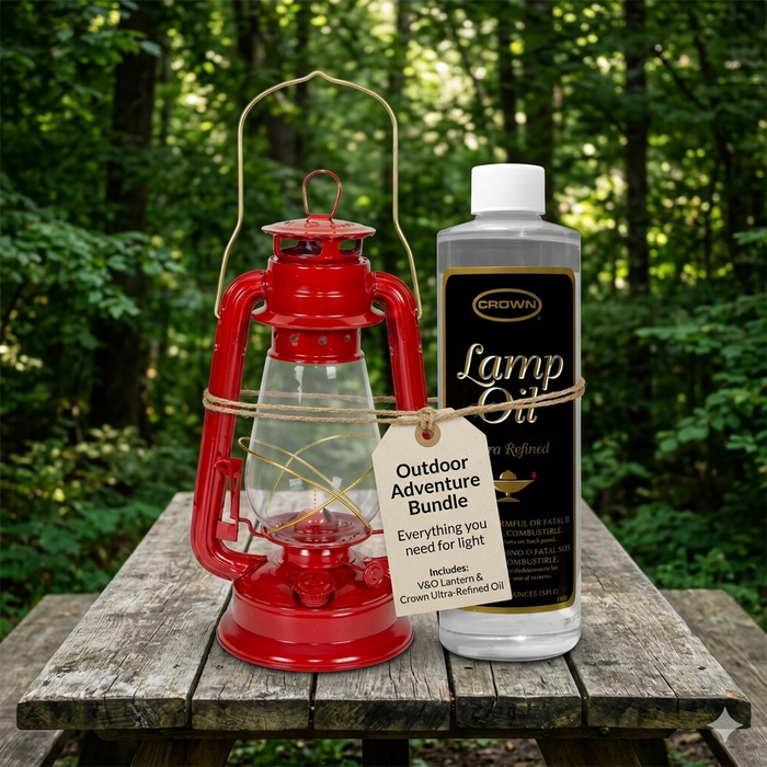 21st Century Hurricane Lantern Assorted 12" & Crown Lamp Oil Emergency Bundle