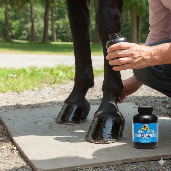 Absorbine SuperShine Hoof Polish Clear High Gloss Sealer Mirror Shine Horses 8 oz.