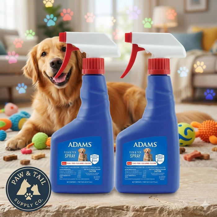 Adams Flea & Tick Spray for Dogs & Cats 16 oz Kills Fleas Eggs Larvae Ticks 2-Pack