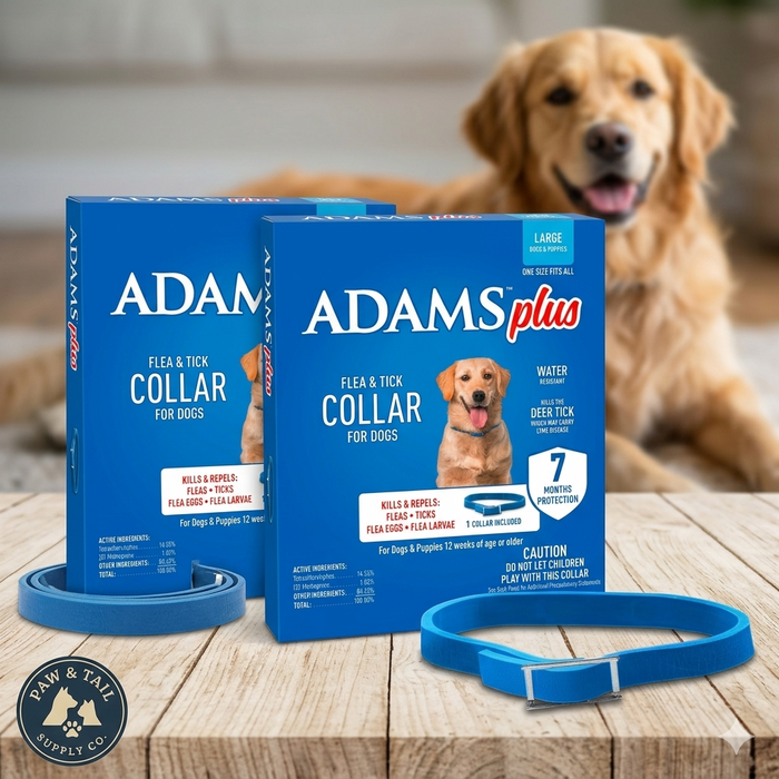Adams Plus Flea Tick Collar Dogs 7-Month Large Dogs Puppies Kills Fleas Ticks 2-Pack