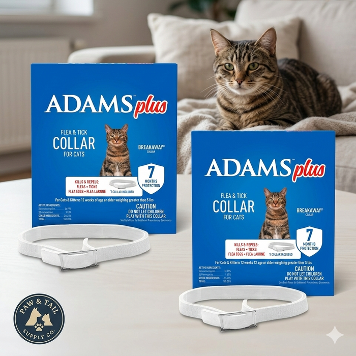 Adams Plus Flea & Tick Collar for Cats Water-Resistant Up to 7 Months Protection 2PCK