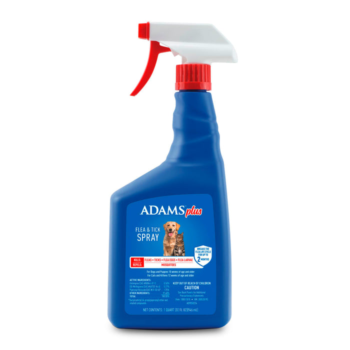 Adams Plus Pet Fleas & Ticks Spray for Cats and Dogs 32 oz. 2-Pack