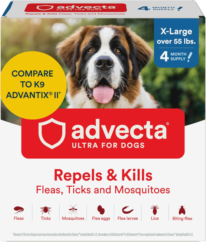 Advecta Ultra Flea Tick XL Dogs 4 Month Supply Waterproof Topical Fast Acting
