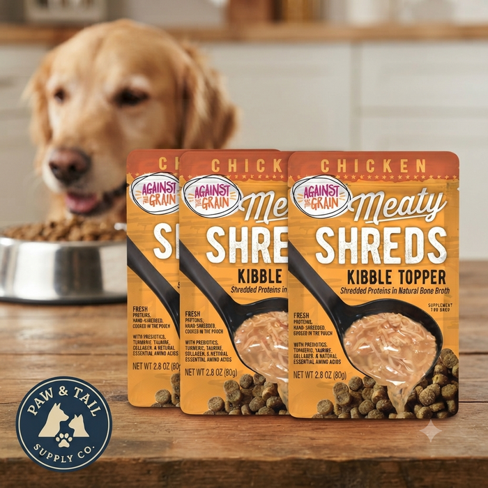Against the Grain Chicken Meaty Shreds Dog Food Topper 2.8 oz 3-Pack
