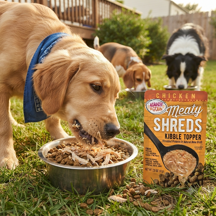 Against the Grain Chicken Meaty Shreds Dog Food Topper 2.8 oz 6-Pack