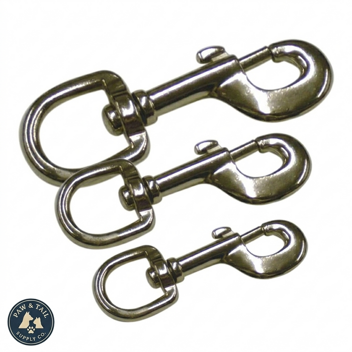 Aimee Imports Bolt Snap Clip Round Eye Nickel Heavy Duty Hook 3-1/2" 3-Pack