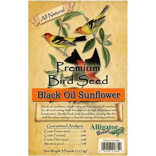 Alligator Brand Premium Black Oil Sunflower Bird Seed 5 lb.