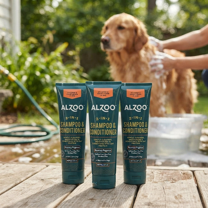 ALZOO 2-in-1 Dog Shampoo & Conditioner Plant-Based Rosemary Scent 8 oz. 3-Pack