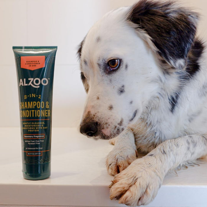 ALZOO 2-in-1 Dog Shampoo & Conditioner Plant-Based Rosemary Scent 8 oz. 3-Pack