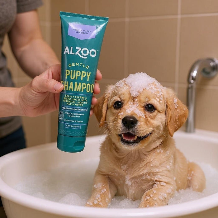 Alzoo Gentle Puppy Shampoo Plant-Based Sensitive Skin Eco-Friendly 8 oz. 3-Pack