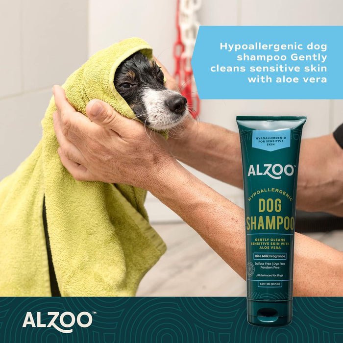 ALZOO Hypoallergenic Dog Shampoo Sensitive Skin Plant-Based 8 oz. 3-Pack