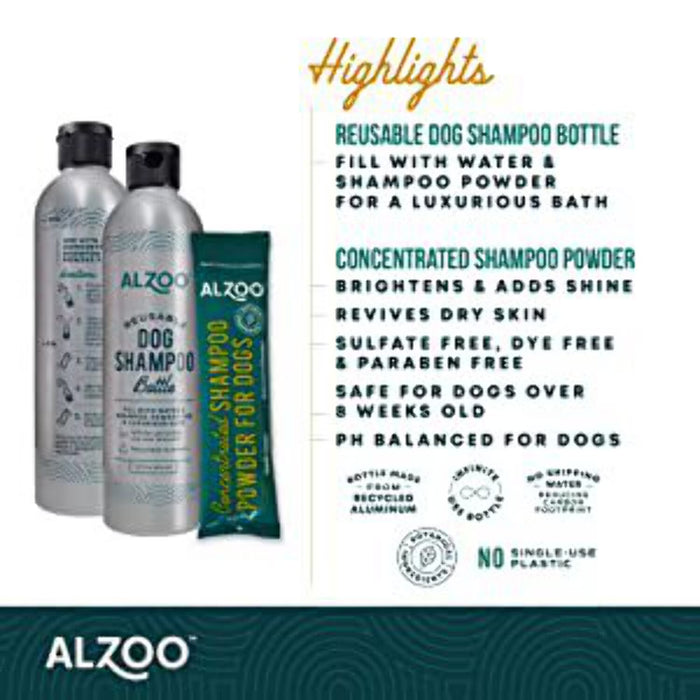 ALZOO Reusable Dog Shampoo Bottle & Vanilla Powder Shampoo Bundle Set