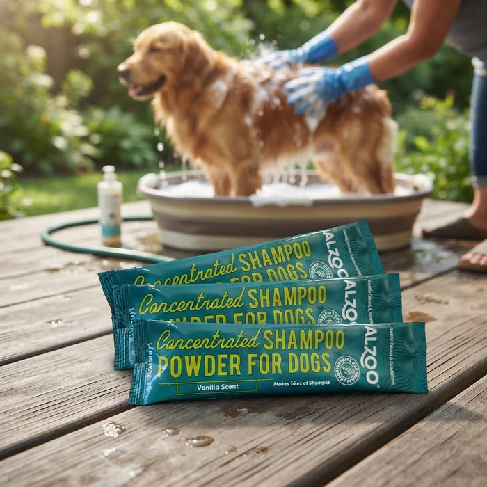 ALZOO Sustainable Dog Shampoo Powder Refill Pouch 40g Vanilla Scent 3-Pack