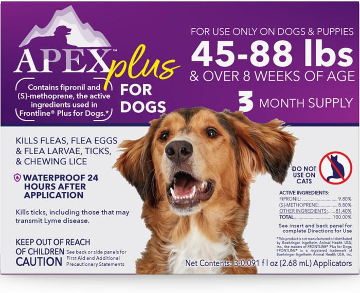 Apex Plus Flea & Tick Treatment for Large Dogs 45-88 lbs 3-Month Supply