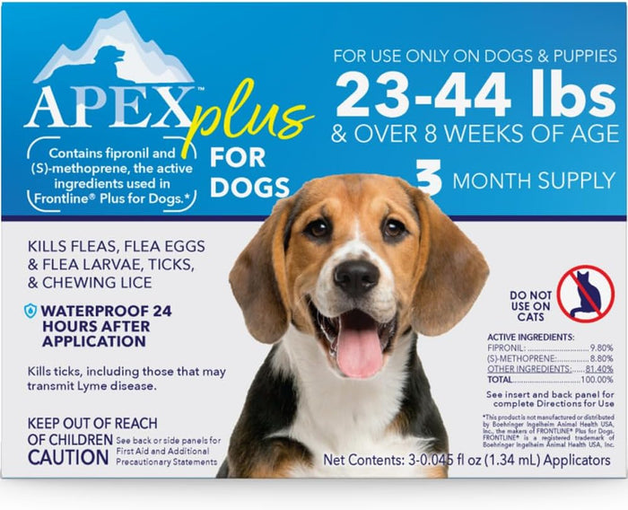 Apex Plus Flea & Tick Treatment for Medium Dogs 23-44 lbs 3-Month Supply