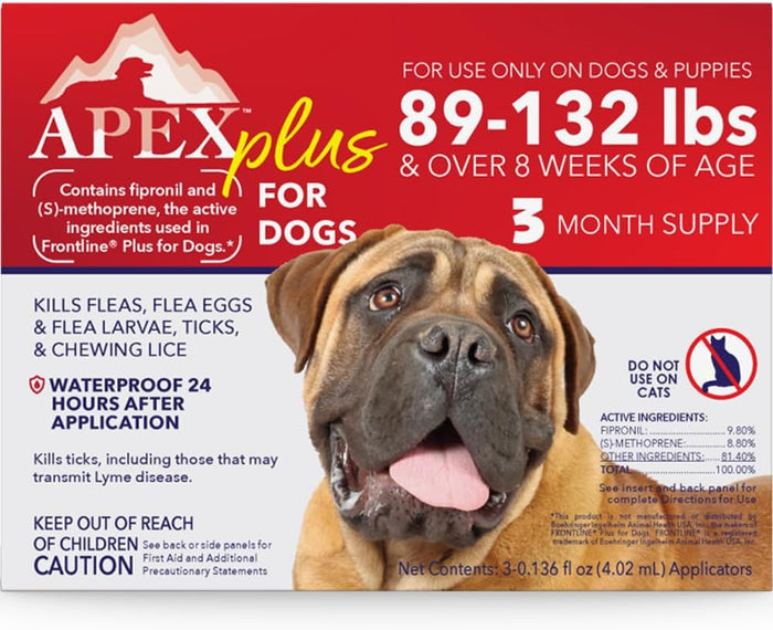 Apex Plus Flea & Tick Treatment for XLarge Dogs 89-132 lbs 3-Month Supply