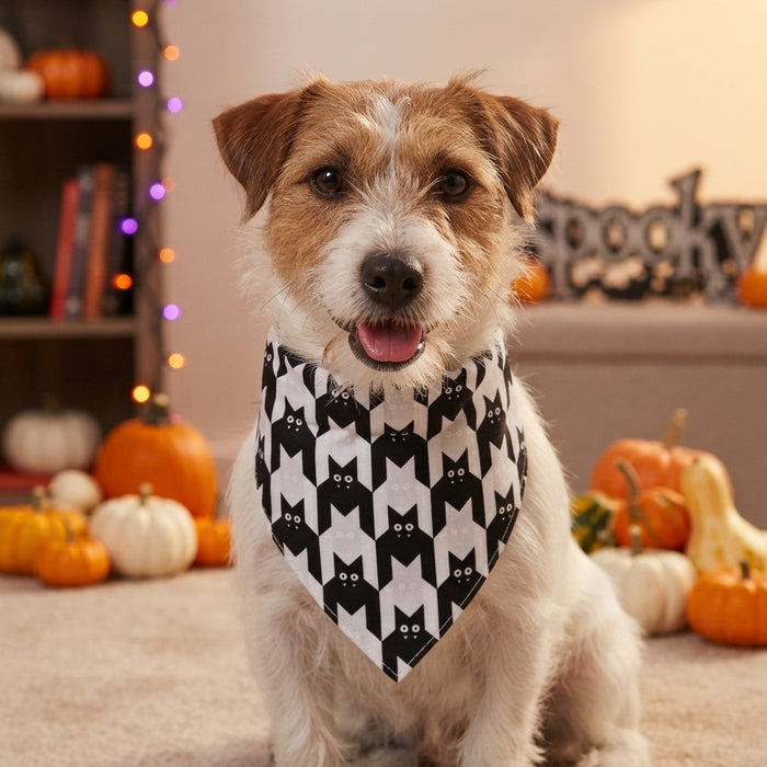 Aria Halloween Bat Houndstooth Dog Bandana One Size Pet Accessory 4-Pack