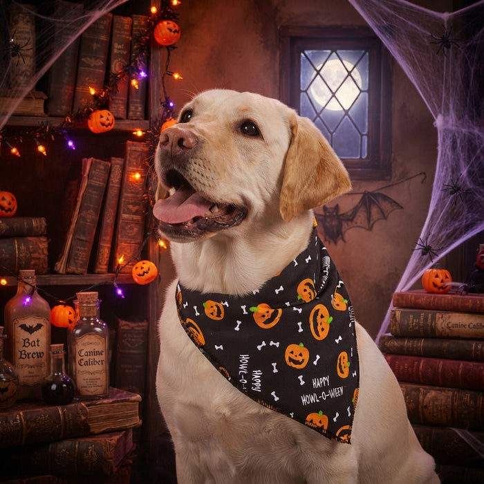 Aria Halloween Dog Bandana Pumpkin Bone Howl-O-Ween Pet Accessory 4-Pack