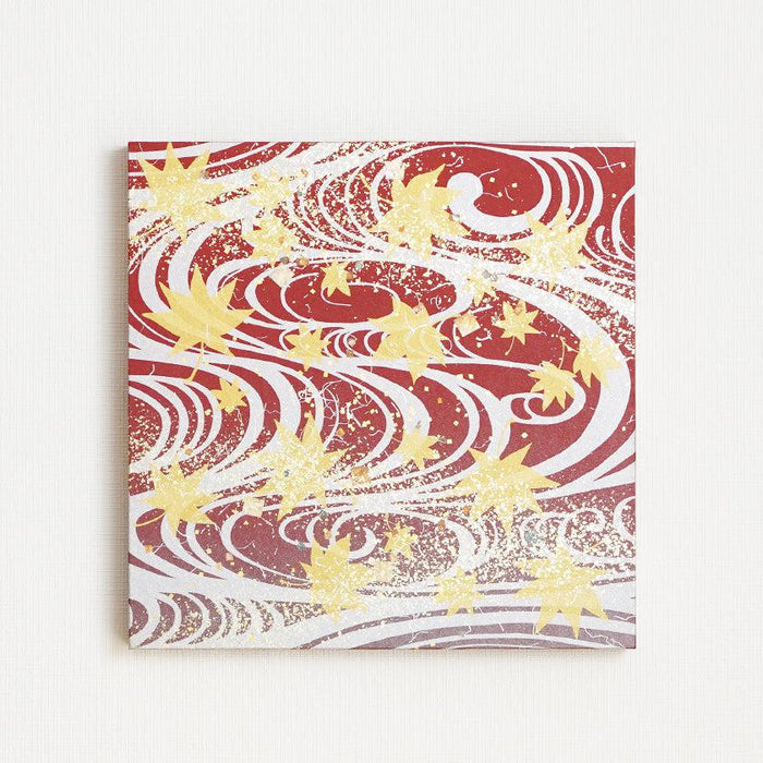 [ARTPANEL] AUTUMN TATSUTA-GAWA (RIVER AND MAPLE) RED L | GOLD AND SILVER DECORATIVE WORK| IPPINSHU