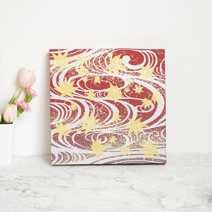 [ARTPANEL] AUTUMN TATSUTA-GAWA (RIVER AND MAPLE) RED L | GOLD AND SILVER DECORATIVE WORK| IPPINSHU