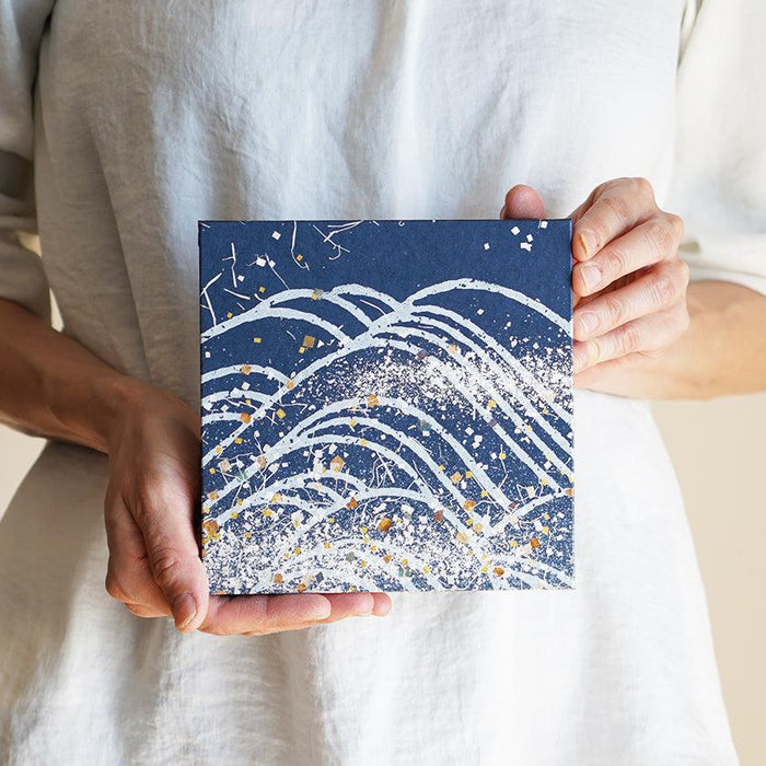 [ARTPANEL] SUMMER OH-NAMI (BIG WAVE) INDIGO S | GOLD AND SILVER DECORATIVE WORK| IPPINSHU