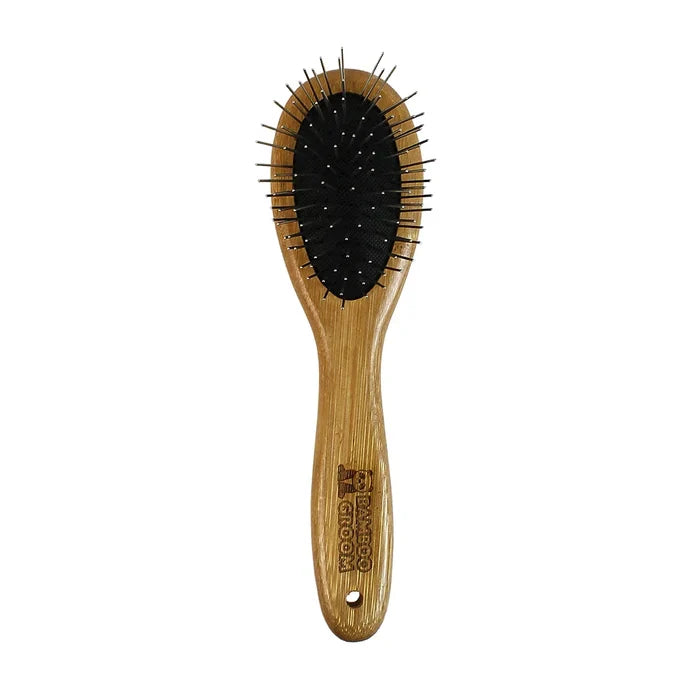 Bamboo Groom Oval Pin Brush Stainless Steel Small/medium