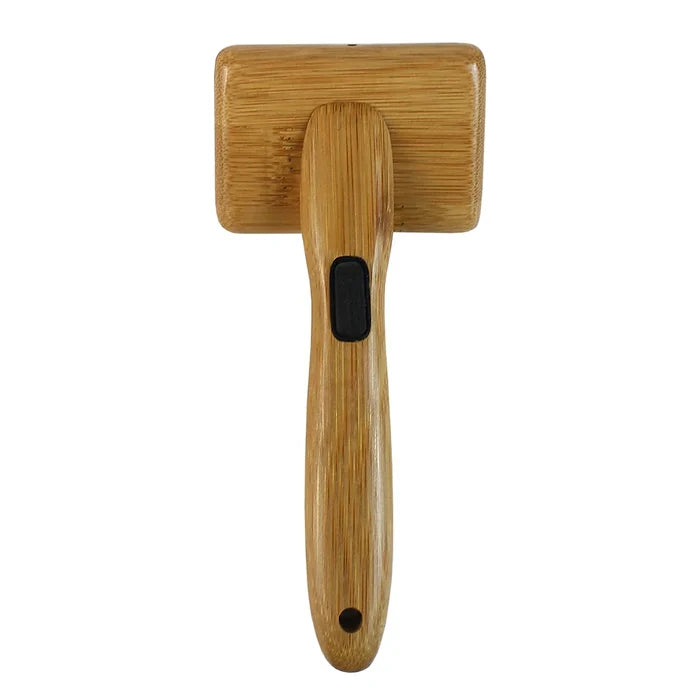 Bamboo Groom Soft Slicker Brush Stainless Steel Pins & Comfort Tips- Small