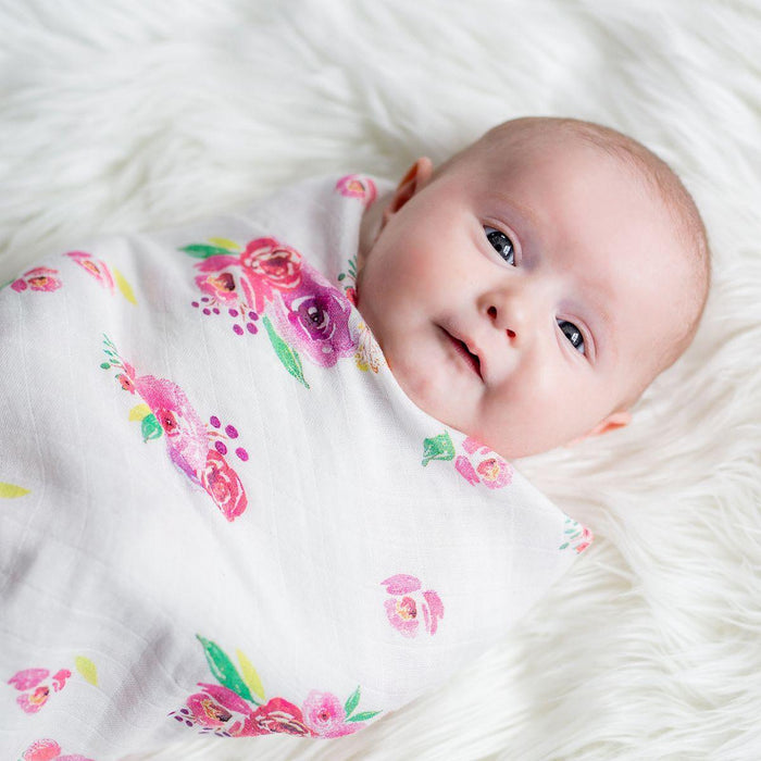 Bamboo Hat and Swaddle Blanket - Posies.