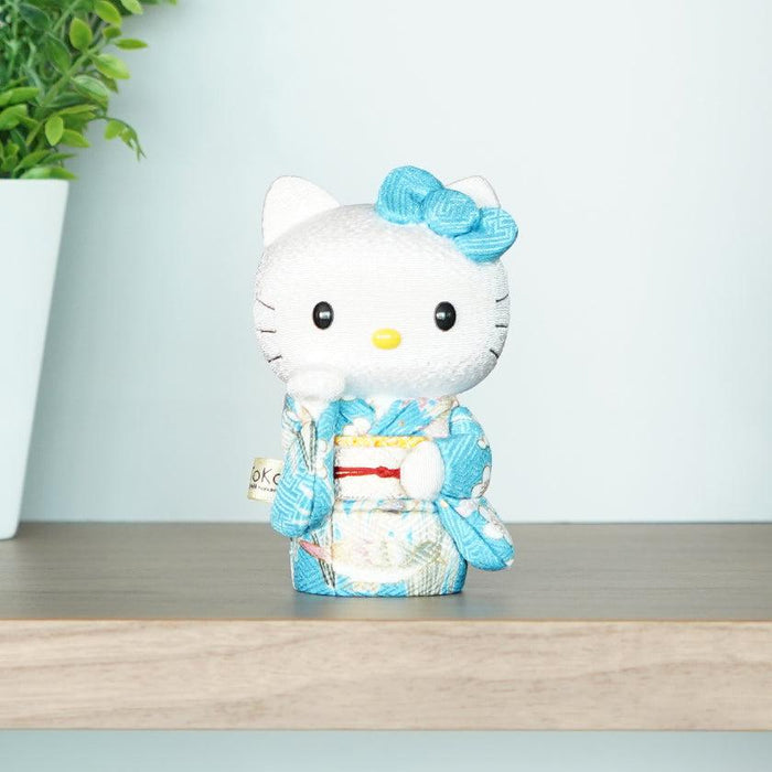 Hello Kitty lucky cat doll in blue kimono, Edo art doll figurine | Tokyo, Kakinuma Dolls