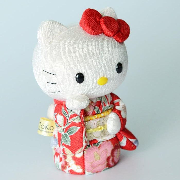 Hello Kitty doll in red floral kimono, Edo art doll | Kakinuma Dolls, Japan