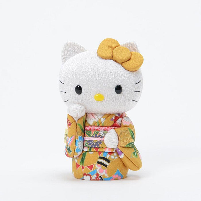 Hello Kitty lucky cat doll in gold kimono, Edo art doll figurine | Kakinuma Dolls, Tokyo