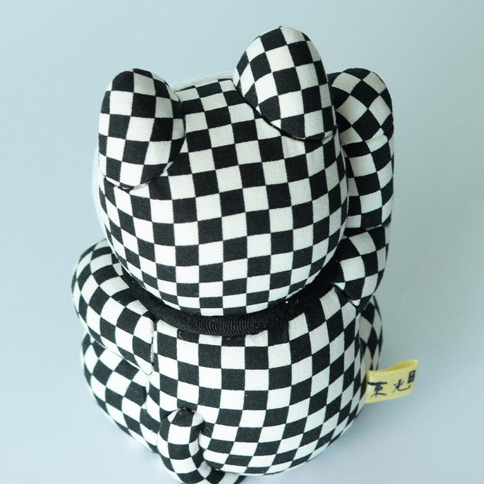 Black and white checkered maneki neko lucky cat doll | Edo art doll, Kakinuma Dolls