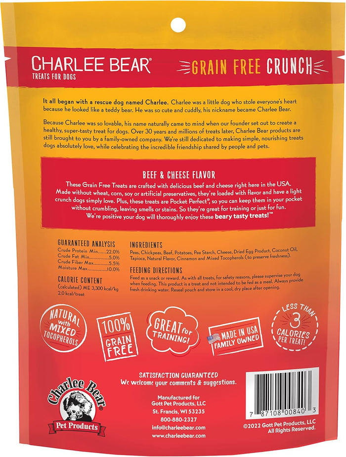 Beef Grain Free Dog Charlee Bear Crunch & Cheese Treats (8oz)