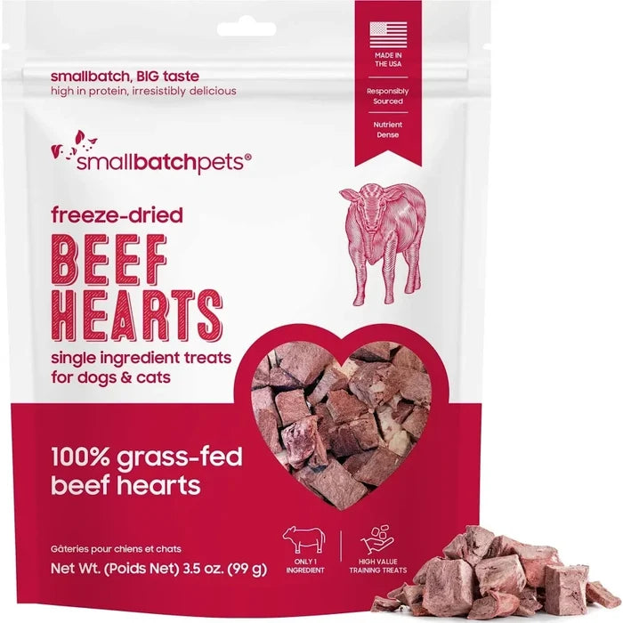 Beef Raw Cat Smallbatch Dog & Freeze Dried Treat Heart (3.5oz)