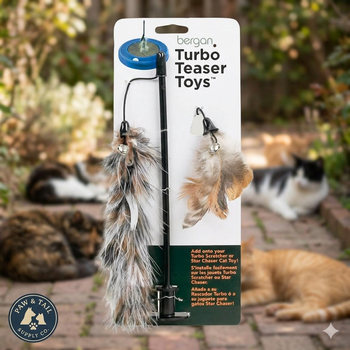 Bergan Turbo Cat Teaser Toy Interative Feather Wand Toy