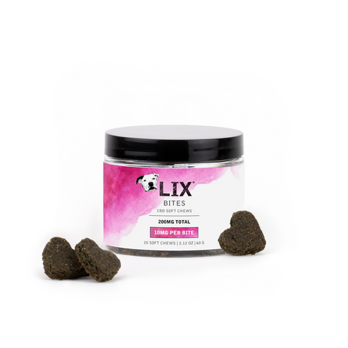 LIX BITES 10mg CBD soft chews for dogs supporting anxiety, mobility and inflammation balance