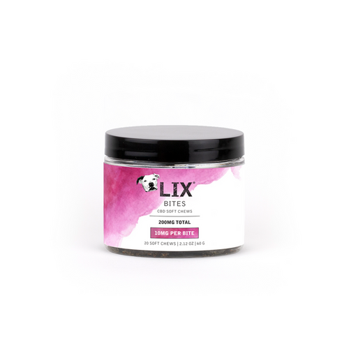 LIX BITES 10mg CBD soft chews for dogs with anxiety and joint mobility support
