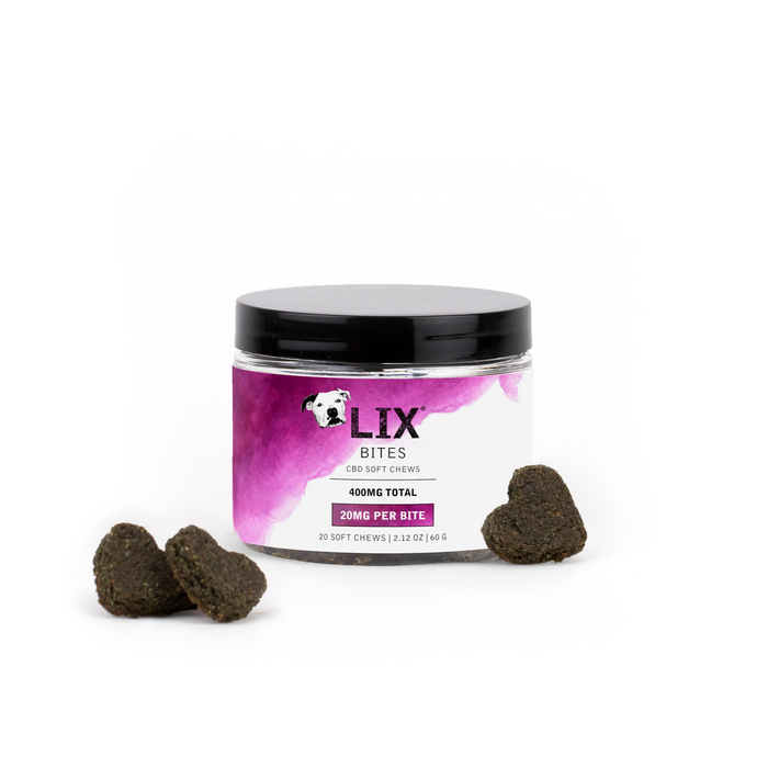 LIX BITES 20mg CBD soft chews for dogs supporting anxiety, mobility and inflammation balance