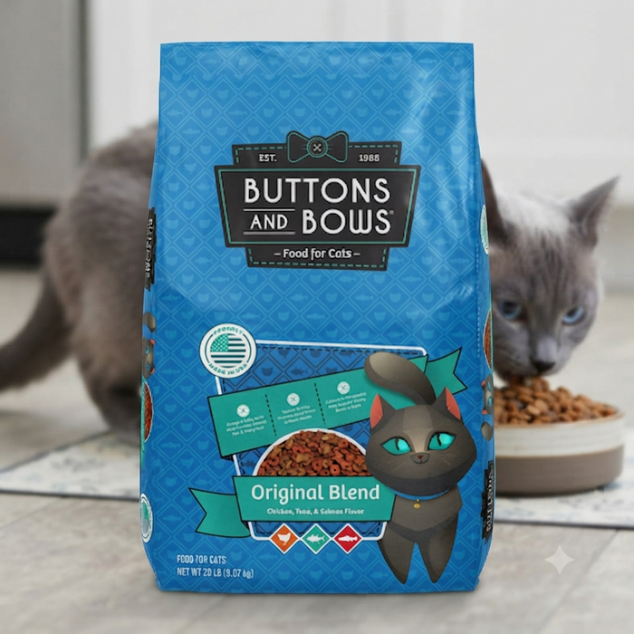 Buttons & Bows Original Blend Cat Food High-Protein Dry Food 20lbs. Bag