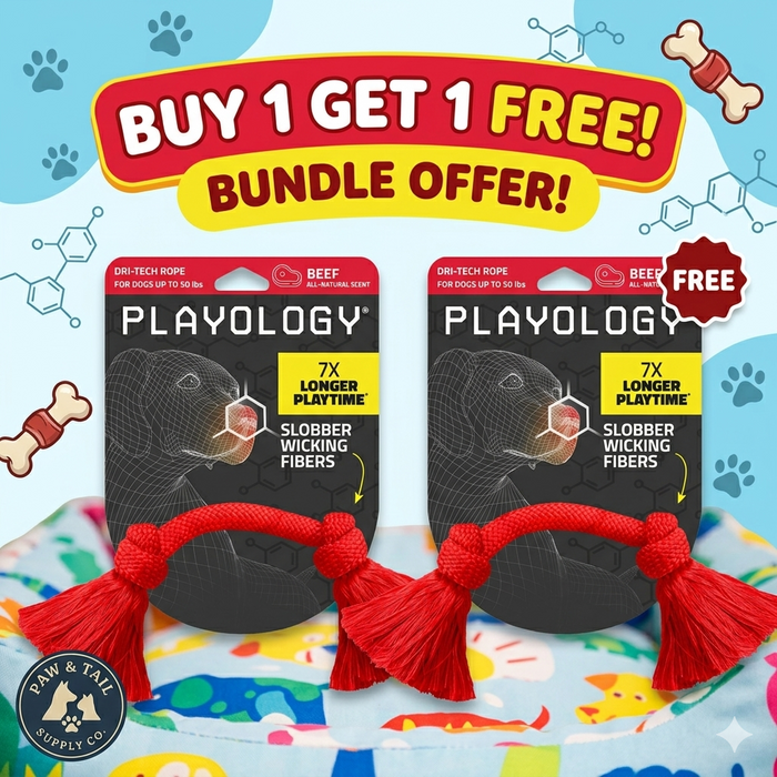 Buy 1 Get 1 Free! Playology Beef Scent Dri-Tech Rope Dog Toy Medium Heavy Chewers