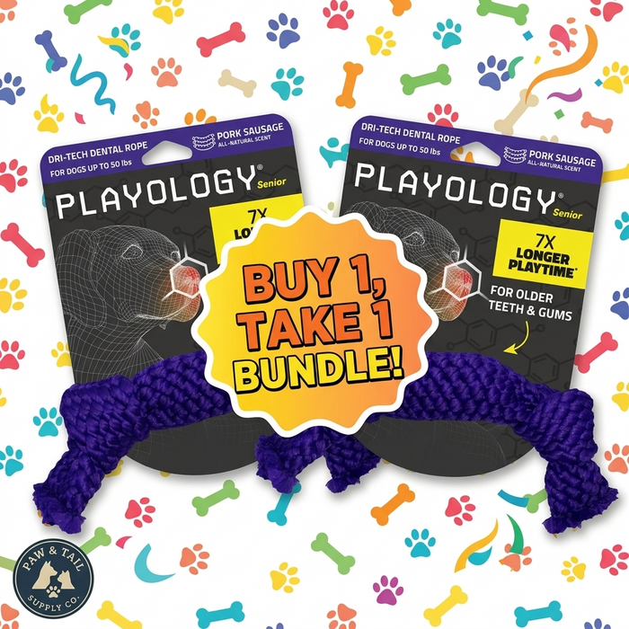 Buy 1 Get 1 Free! Playology Pork Sausage Scent Dental Rope Dog Toy Medium Dri-Tech
