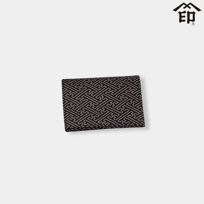 [CARD CASE] BUSINESS CARD CASE C SAYAGATA GEOMETRIC PATTERN (BLACK BASECOAT WITH WHITE LACQUER) | KOUSHU INDEN (LACQUERED DEERSKIN CRAFTS)| INDEN-YA