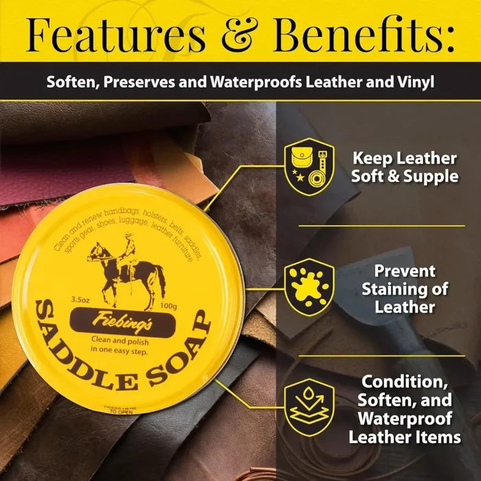 Cat Fiebing's Yellow Saddle Soap Cleans & Lubricates Leather Saddles Boots Shoes 12 Oz. 2pck