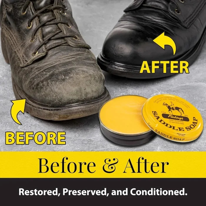 Cat Fiebing's Yellow Saddle Soap Cleans & Lubricates Leather Saddles Boots Shoes 12 Oz. 2pck