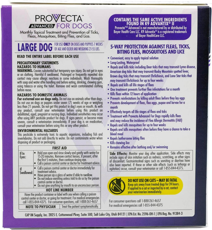 Cat Provecta Advanced Flea Tick Large Dogs 21–55 Lbs 4-month Topical Application