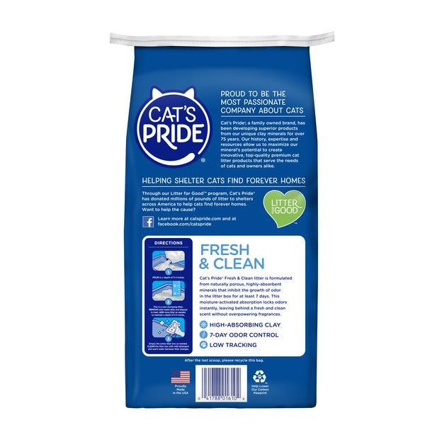 Cat's Pride Fresh & Clean Clay Cat Litter Low Dust Odor Control 10 lbs.