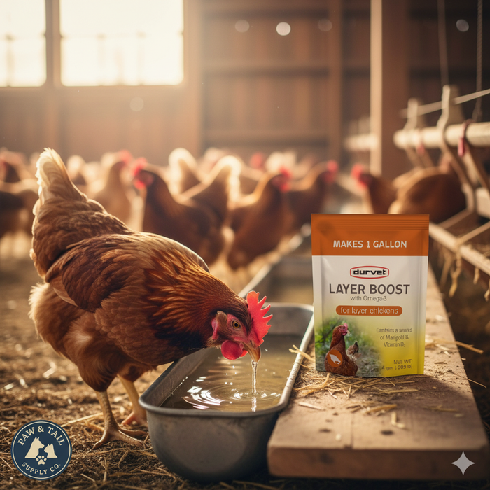 Chicken Durvet Layer Boost Omega-3 Poultry 4g 40-pack Vitamins Electrolytes Laying Hens