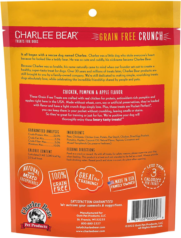 Chicken Grain Free Dog Charlee Bear Crunch Pumpkin & Apple Treats (8oz)