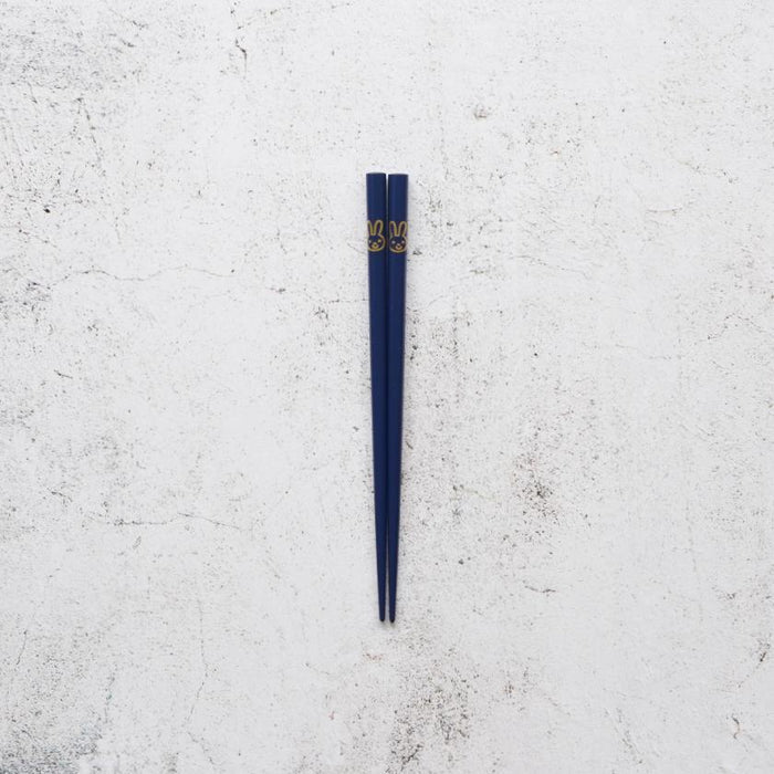 [CHOPSTICKS] JAPANESE ZODIAC RABBIT BLUE FOR CHILDREN (1 SET) | HASHIMOTO KOUSAKU SIKKI | WAJIMA LACQUER